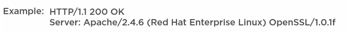 HTTP response header revealing Apache version and OS